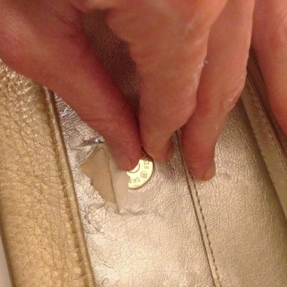 Michael Kors gold metallic leather bag